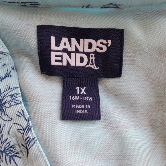 Lands End Dress Women 1X‎ Short Sleeve Plus Beach Print Cover Up Sail 16W 18W - Picture 4 of 16